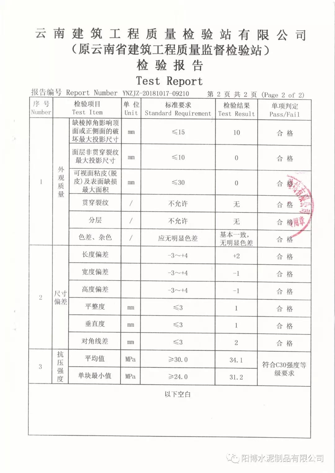 高品質(zhì)C30立緣石（路緣石）檢測報告